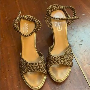 Bronze Coach wedge sandals